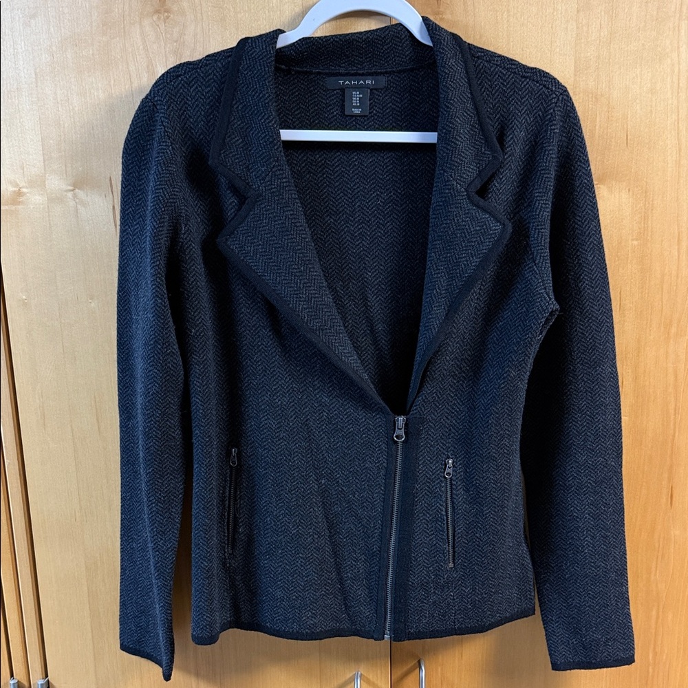 Tahari Women's Dark Gray Knit Blazer